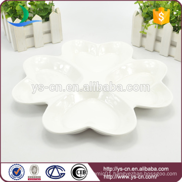 wholesale white ceramic flower design dish